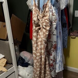 Lulu's Floral Brown Maxi Dress